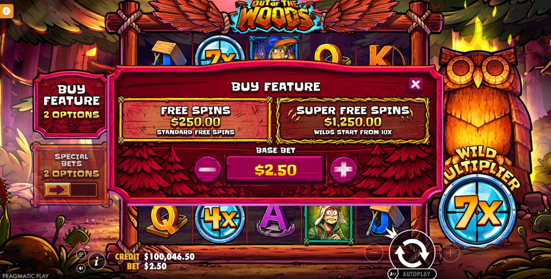 Out Of The Woods Bonus Buy Options screenshot