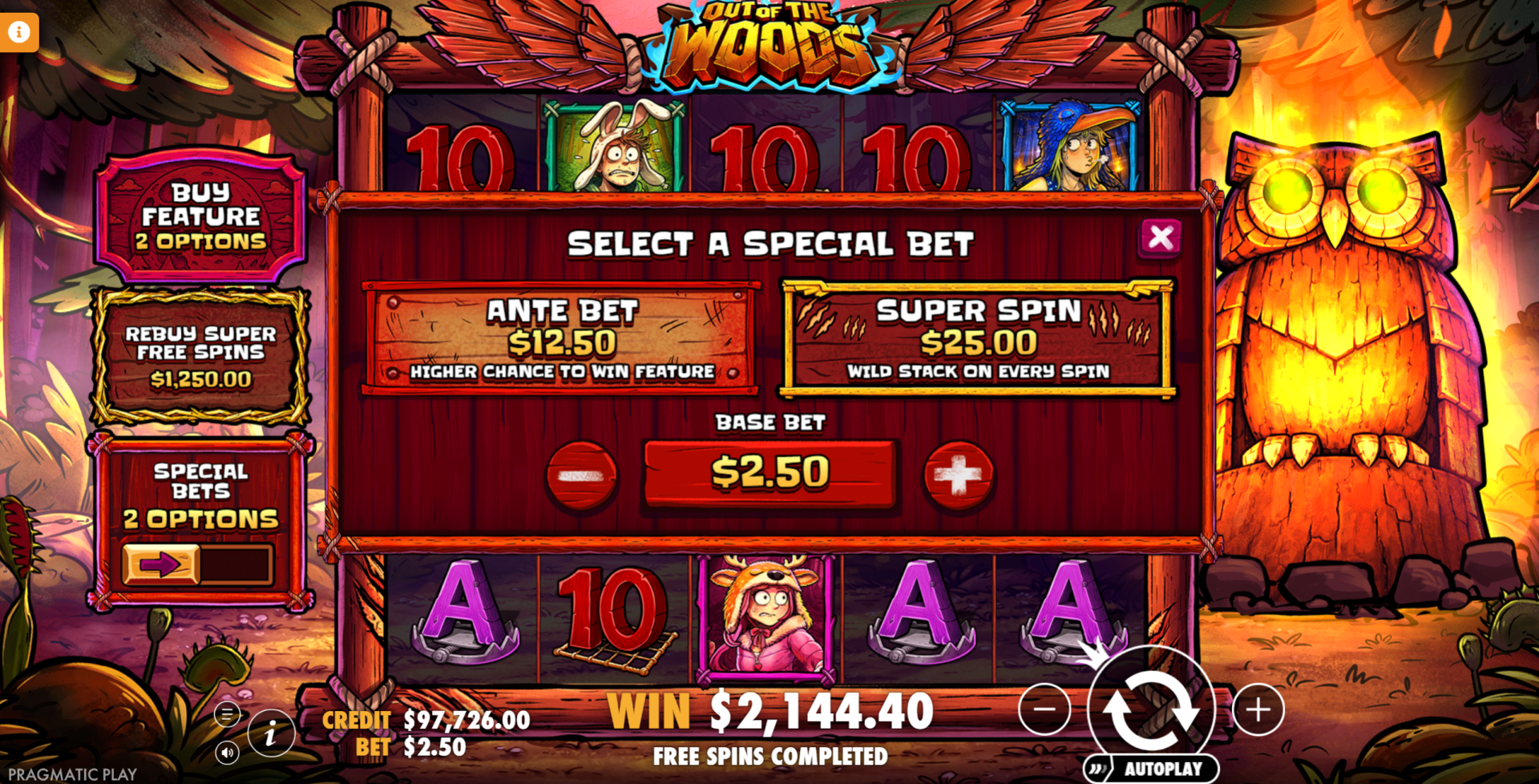 Out Of The Woods Special Bets screenshot