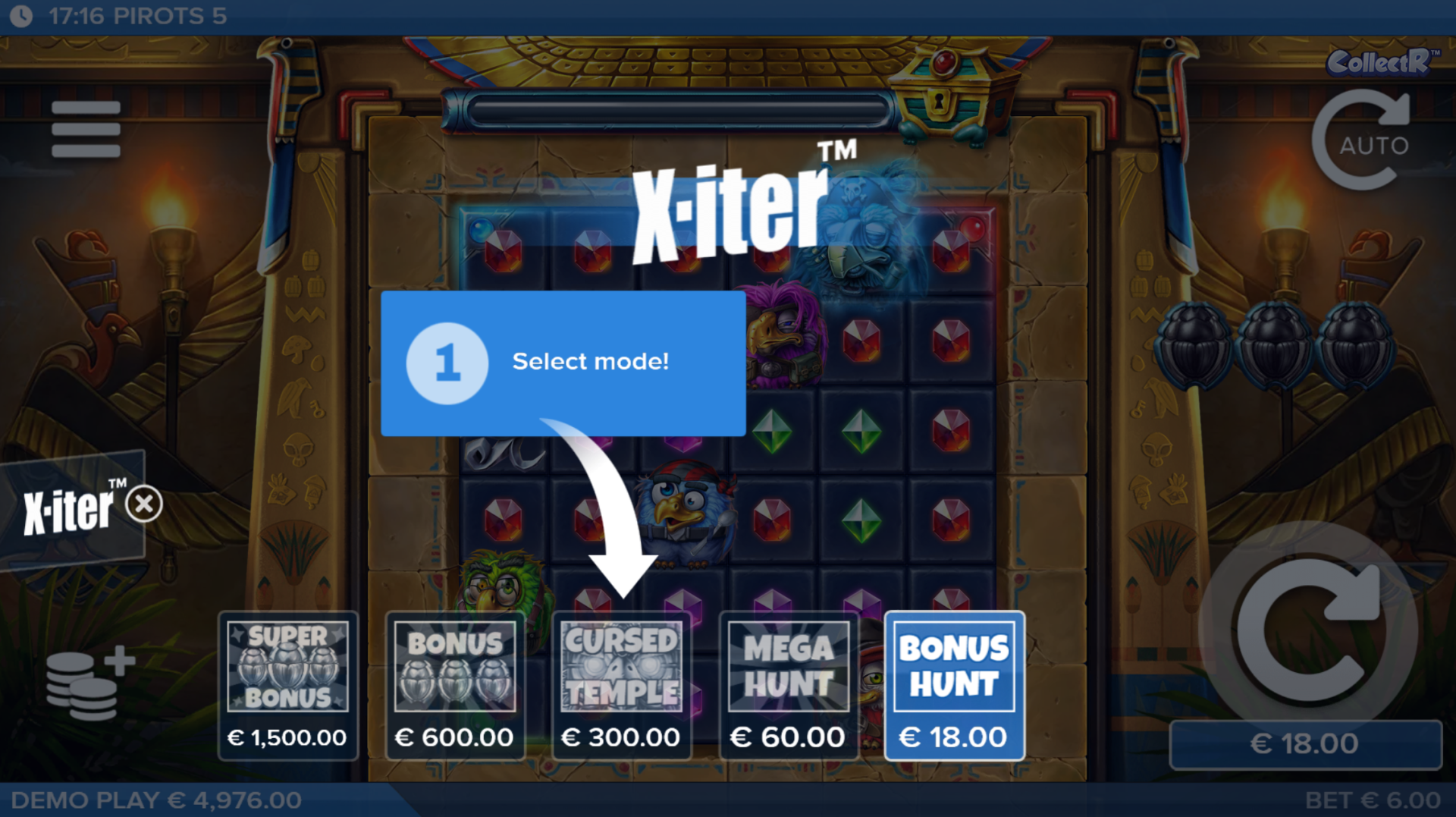 Pirots 5 X-iter bonus buy feature screenshot