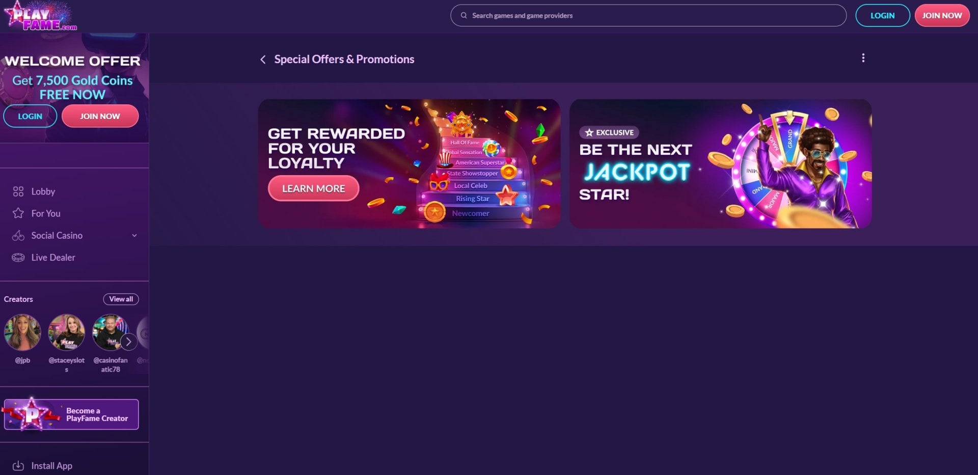 PlayFame Ongoing Promotions