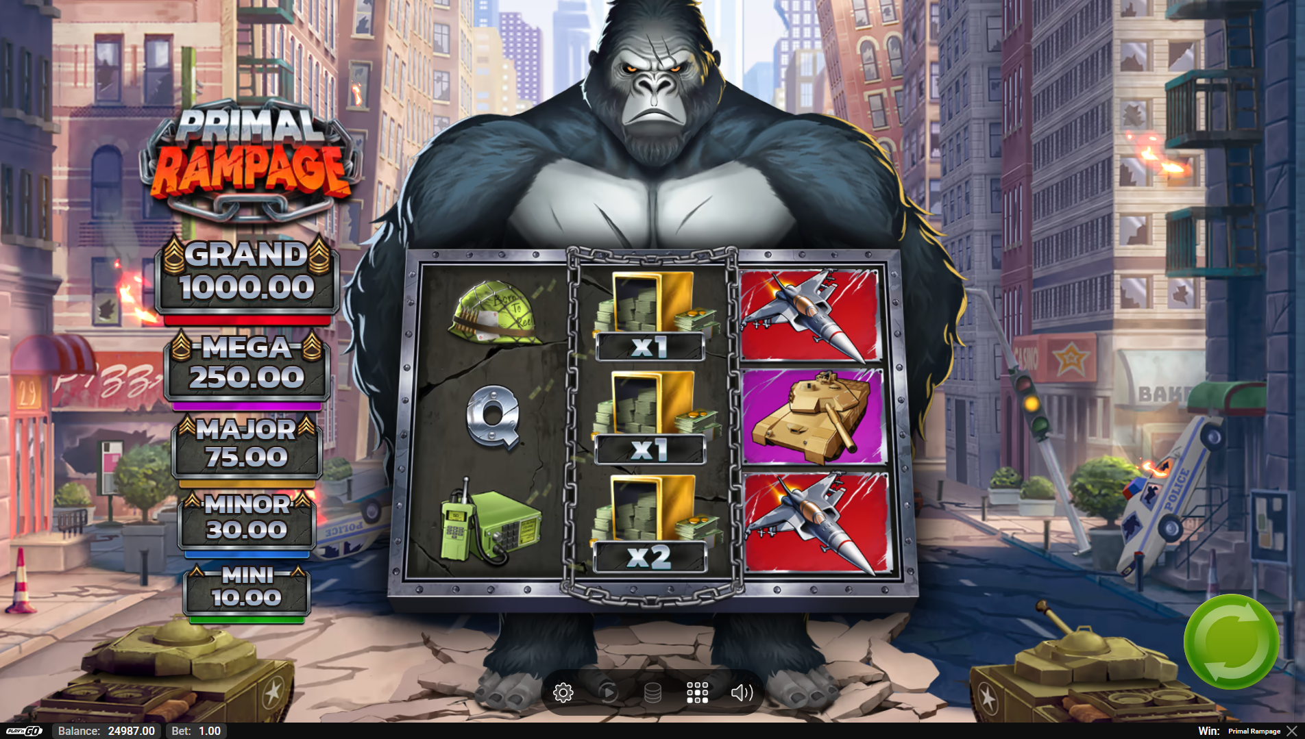 Primal Rampage Vault Bonus feature with prize wheel