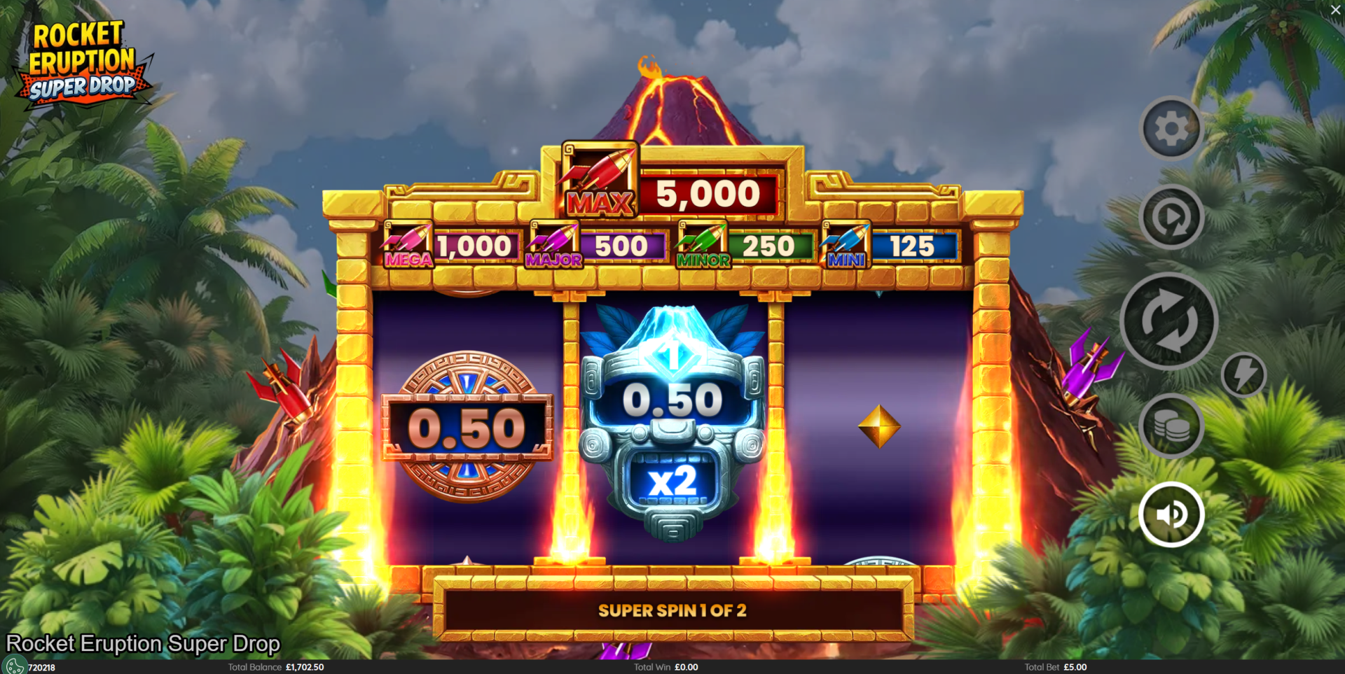 Rocket Eruption Super Drop X2 multiplier during Super Spins