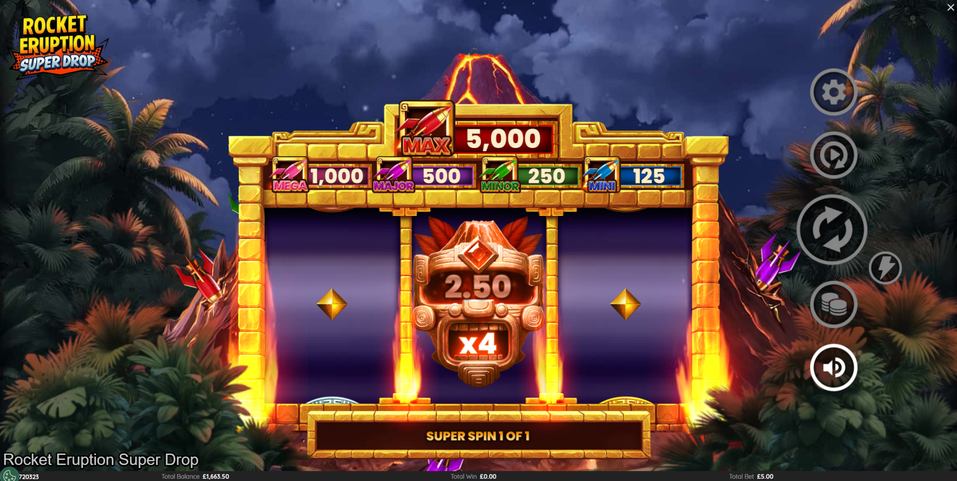 Rocket Eruption Super Drop X4 multiplier during Super Spins