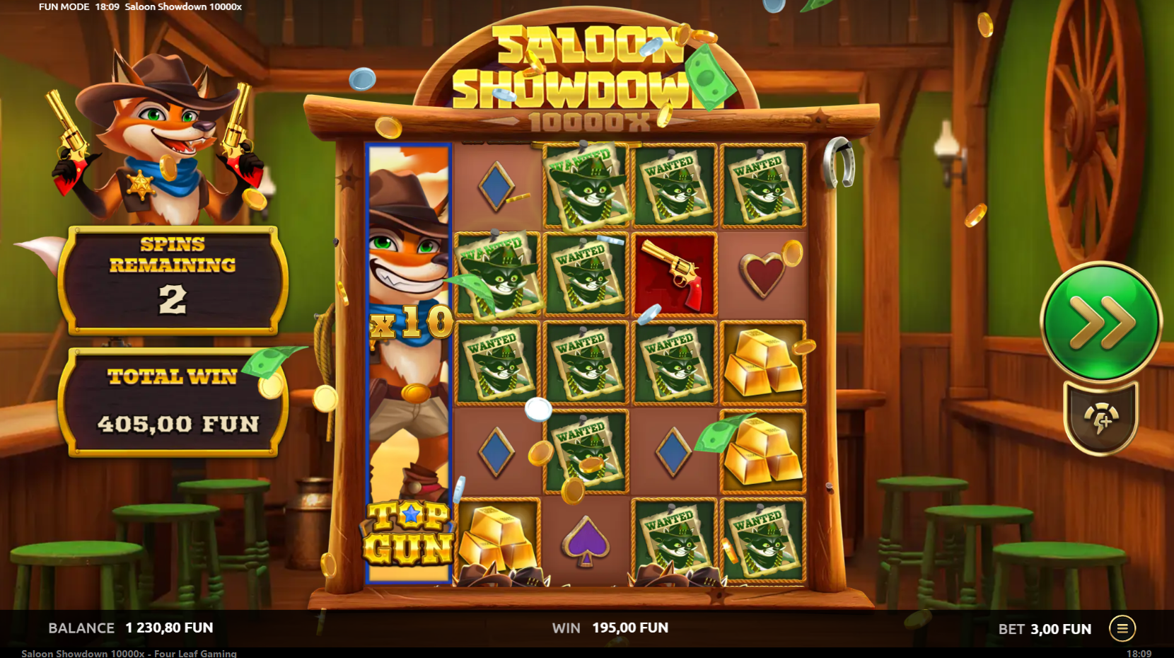 Saloon Showdown 10,000x Ultra Bonus Sticky Wilds in action