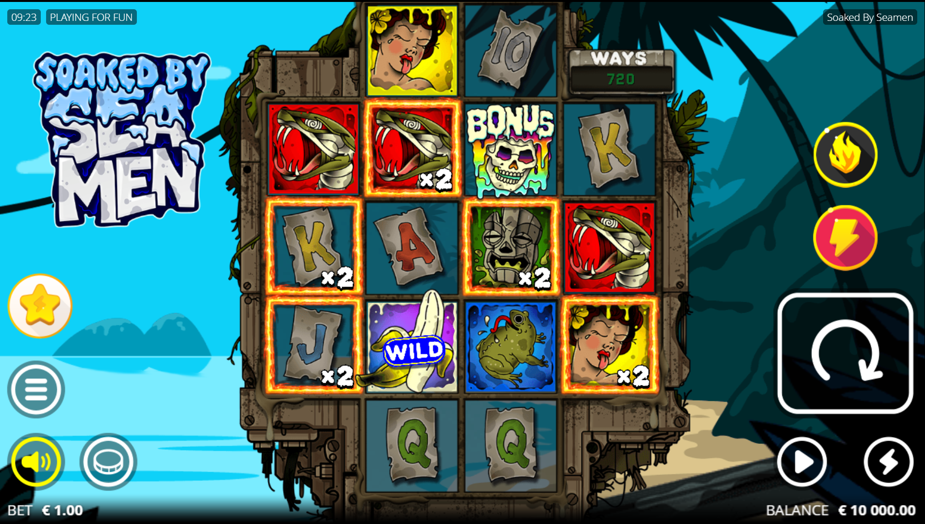 Soaked by Seamen base game play on the reels