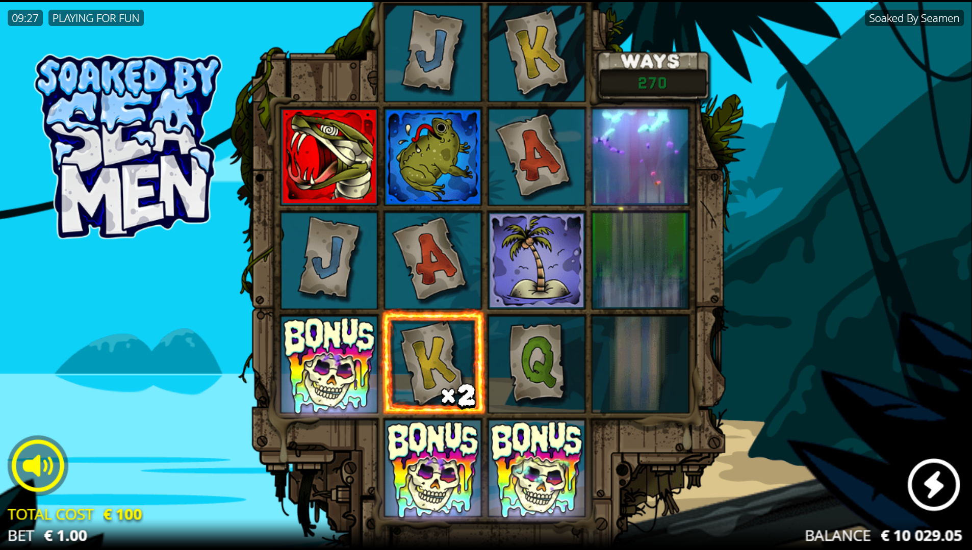 Soaked by Seamen Free Spins trigger with 3 Bonus symbols
