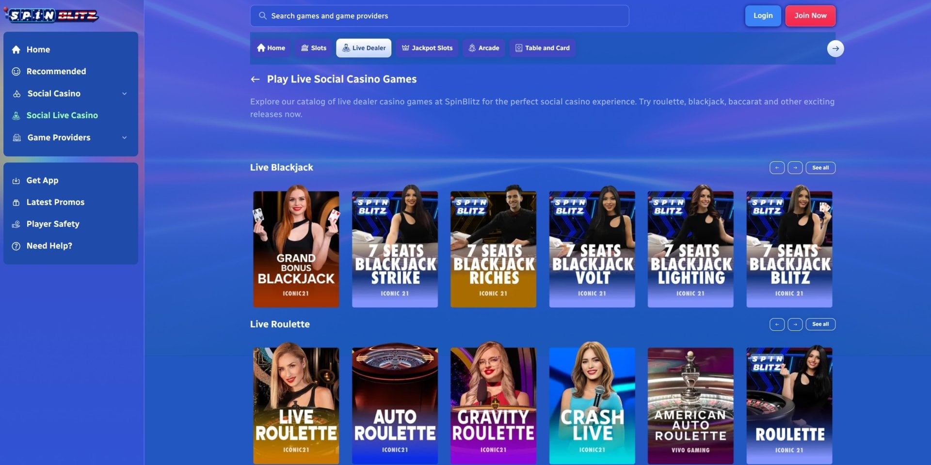 SpinBlitz Live Casino