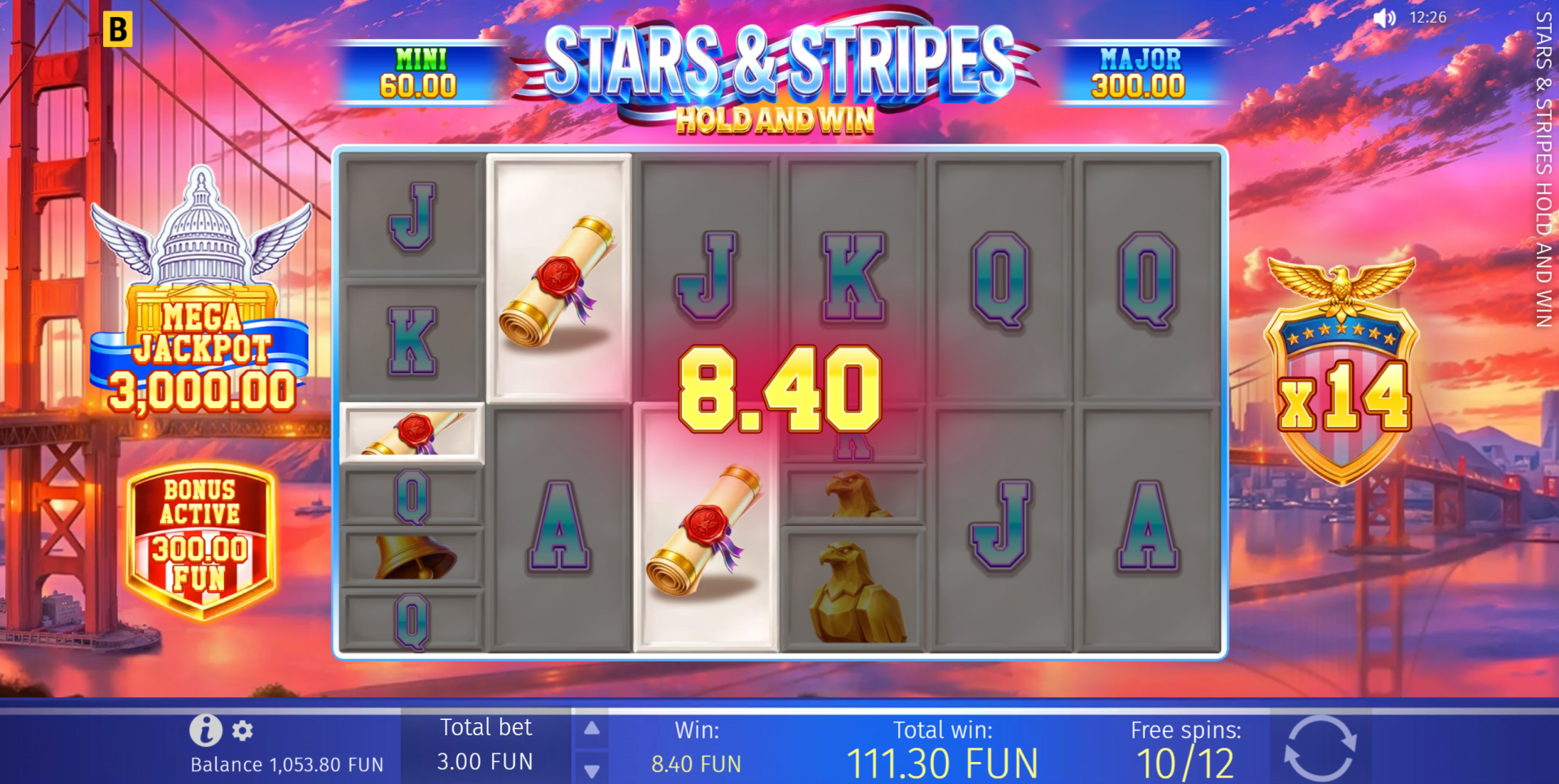 Stars and Stripes Hold and Win bonus feature