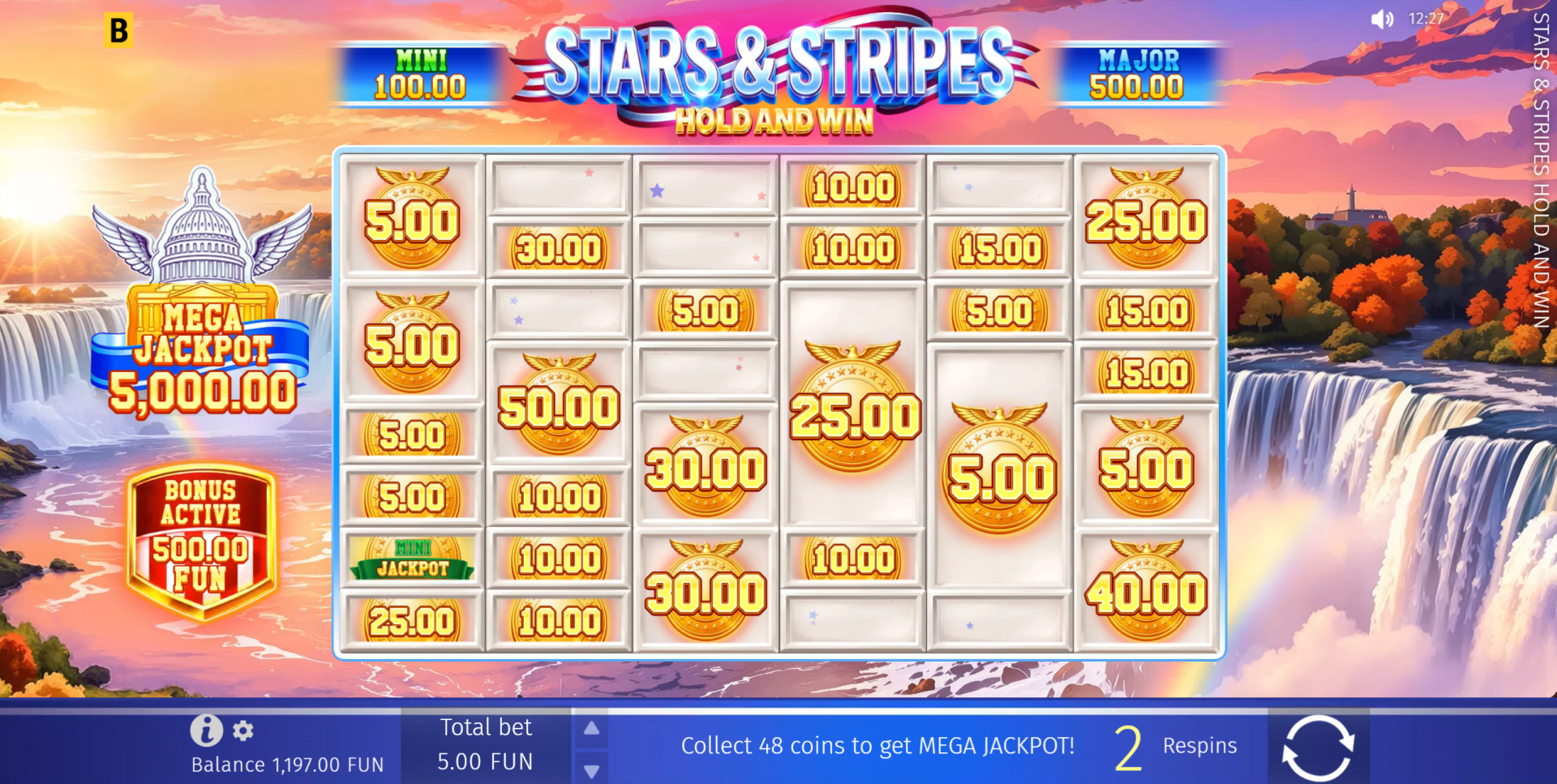 Stars and Stripes Hold and Win Hold and Spin Feature