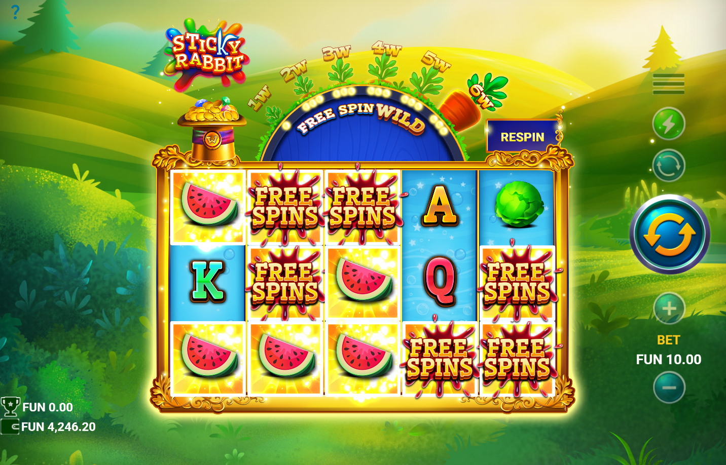 Sticky Rabbit Free Spins bonus feature in action