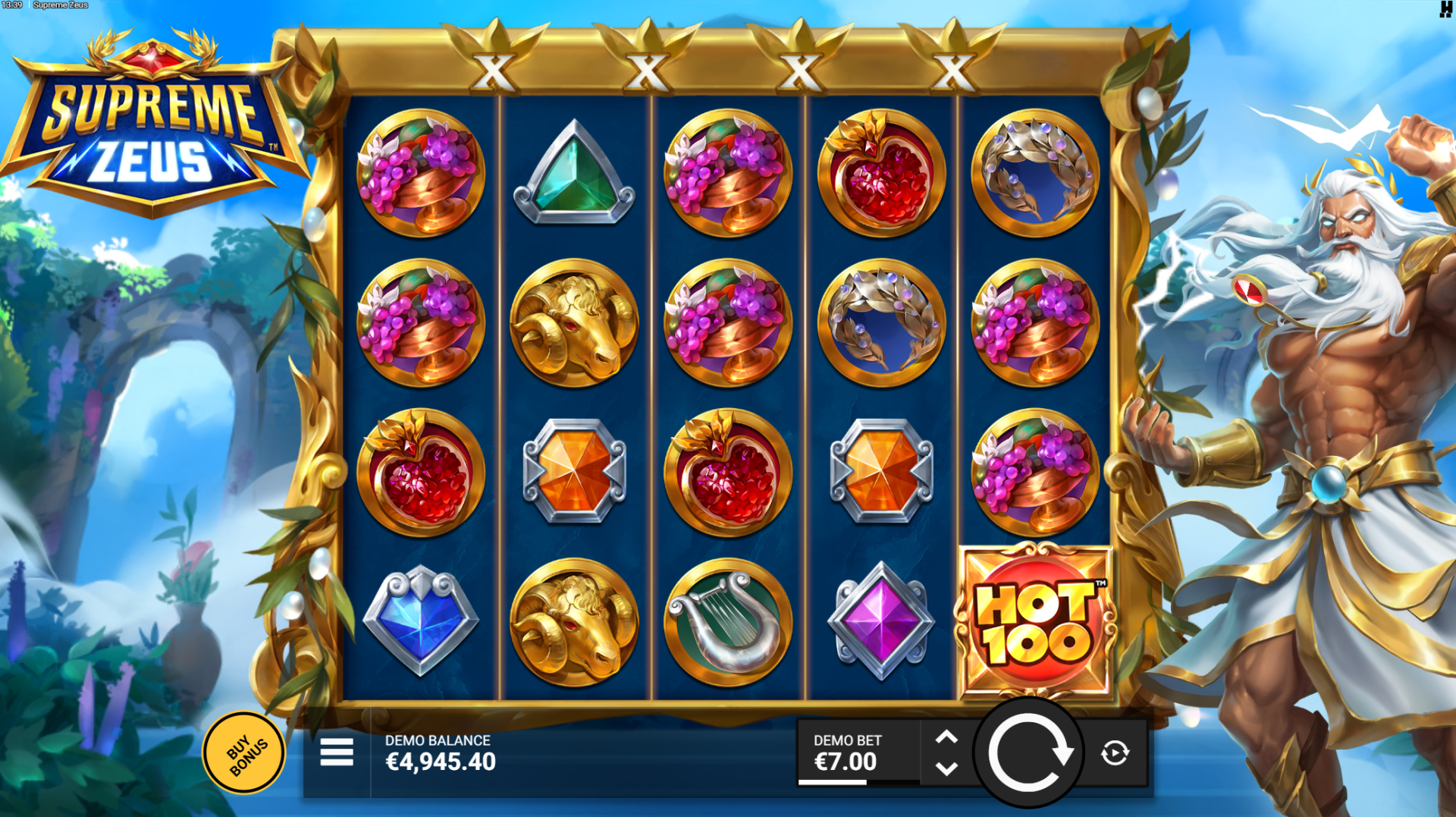 Supreme Zeus Hot 100 symbol screenshot