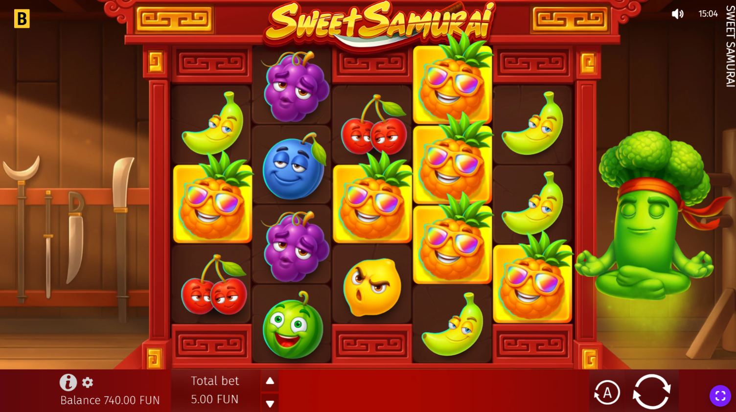 Sweet Samurai Golden Pineapple symbols - the highest value symbol in the game