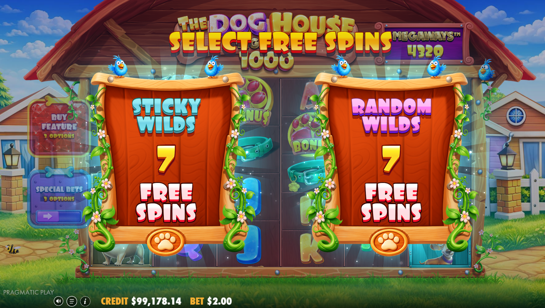 The Dog House Megaways 1000 scatter symbols triggering the free spins bonus