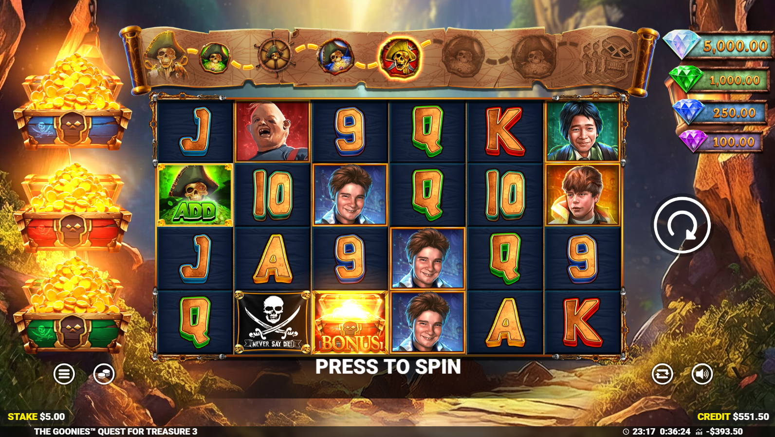 The Goonies Quest For Treasure 3 Adder feature