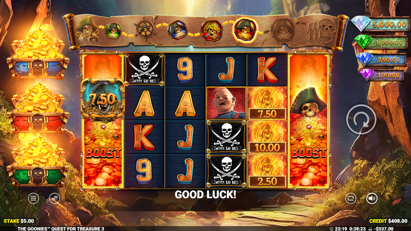 The Goonies Quest For Treasure 3 Boosts feature