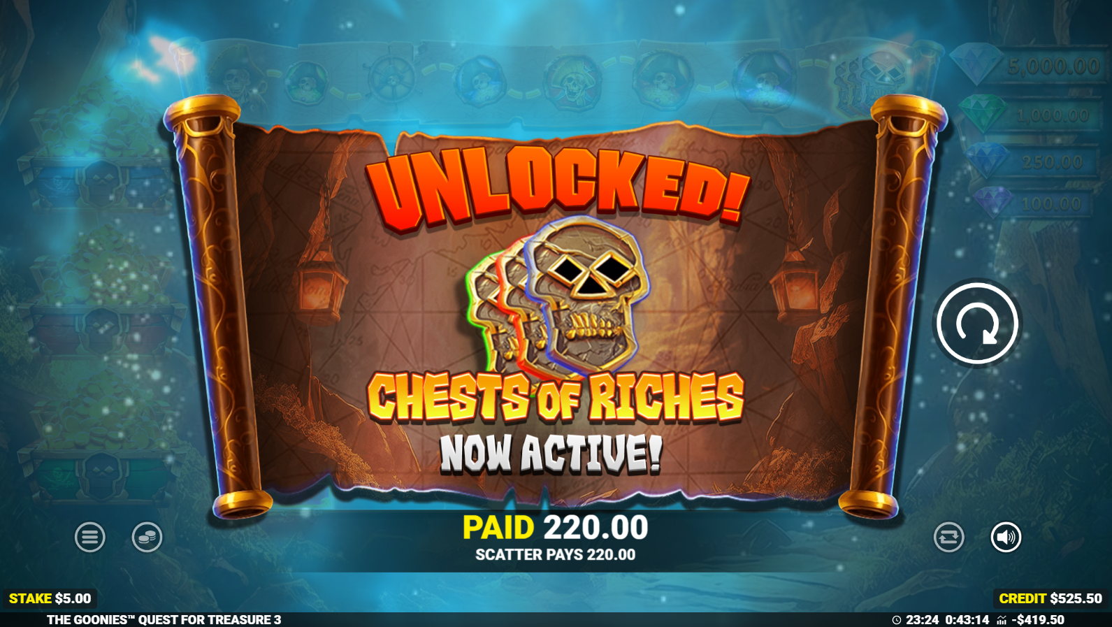 The Goonies Quest For Treasure 3 Chests of Riches feature