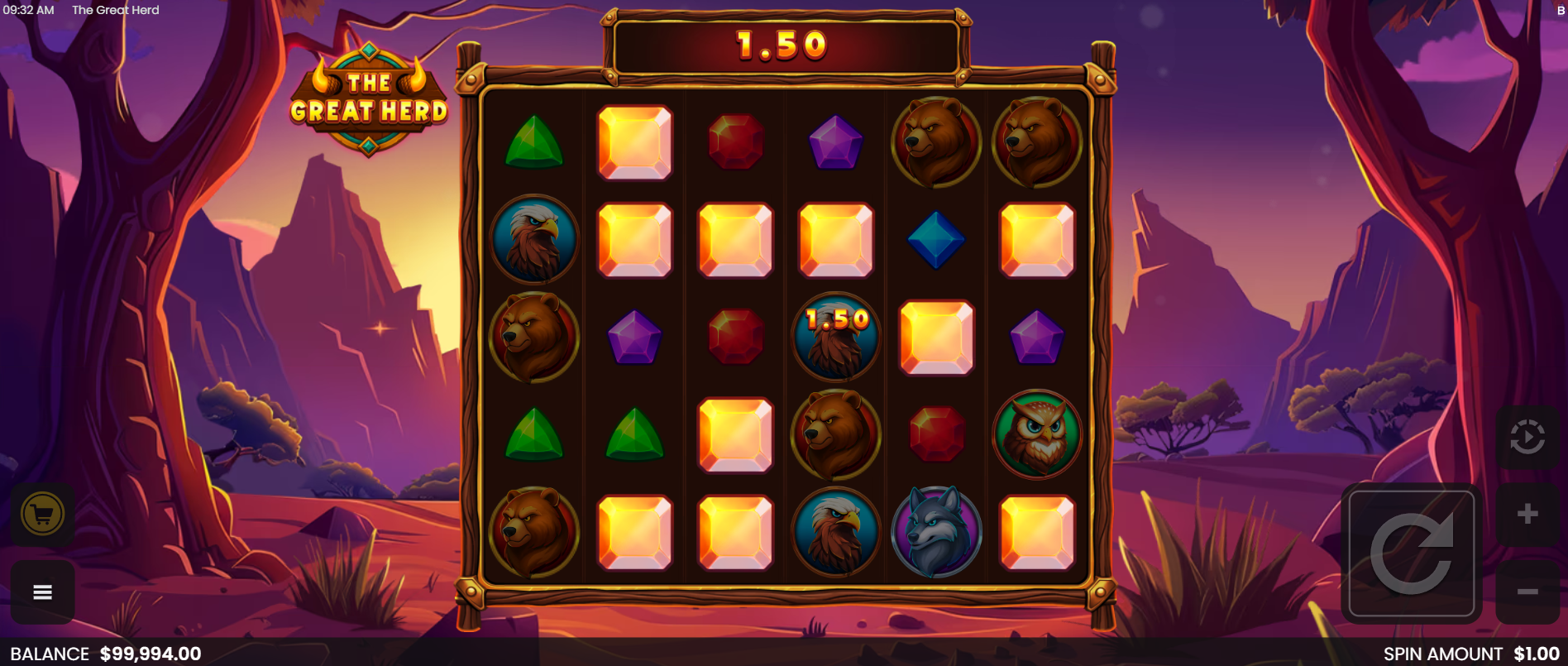 The Great Herd scatter pays mechanic showing 8+ symbol wins