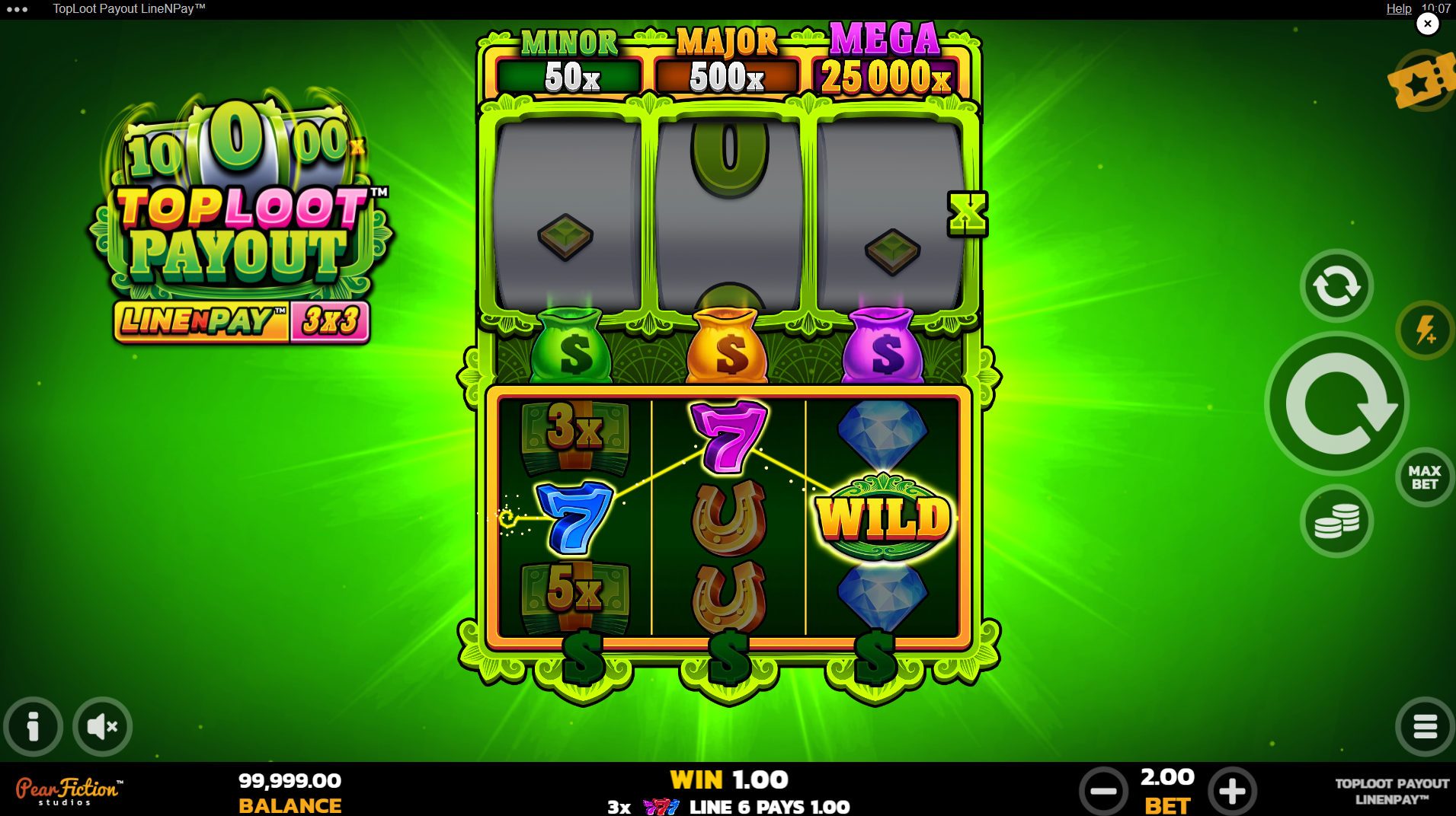 TopLoot Payout LineNPay 9 fixed paylines