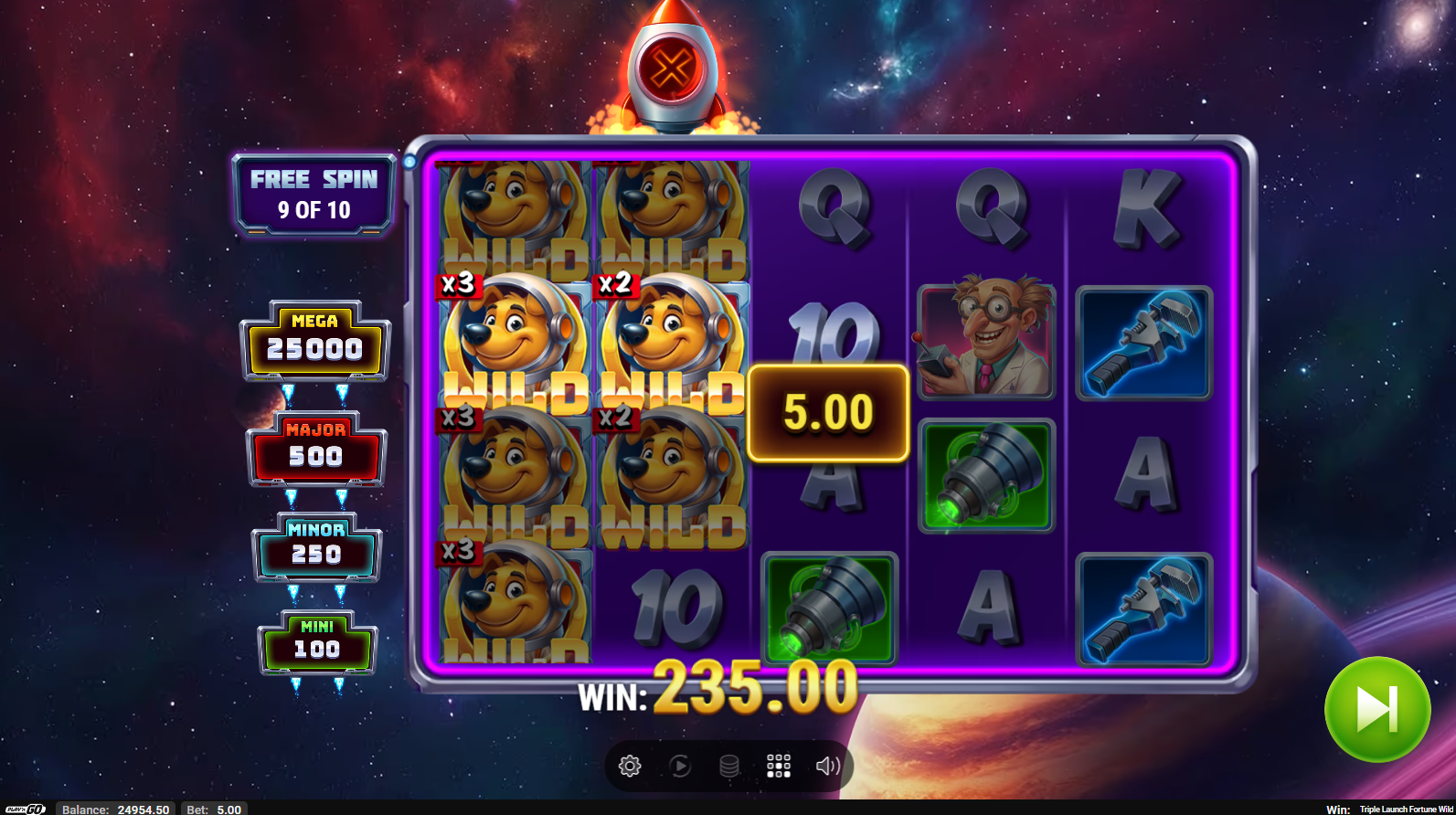 Triple Launch Fortune Wild Free Spins feature in progress