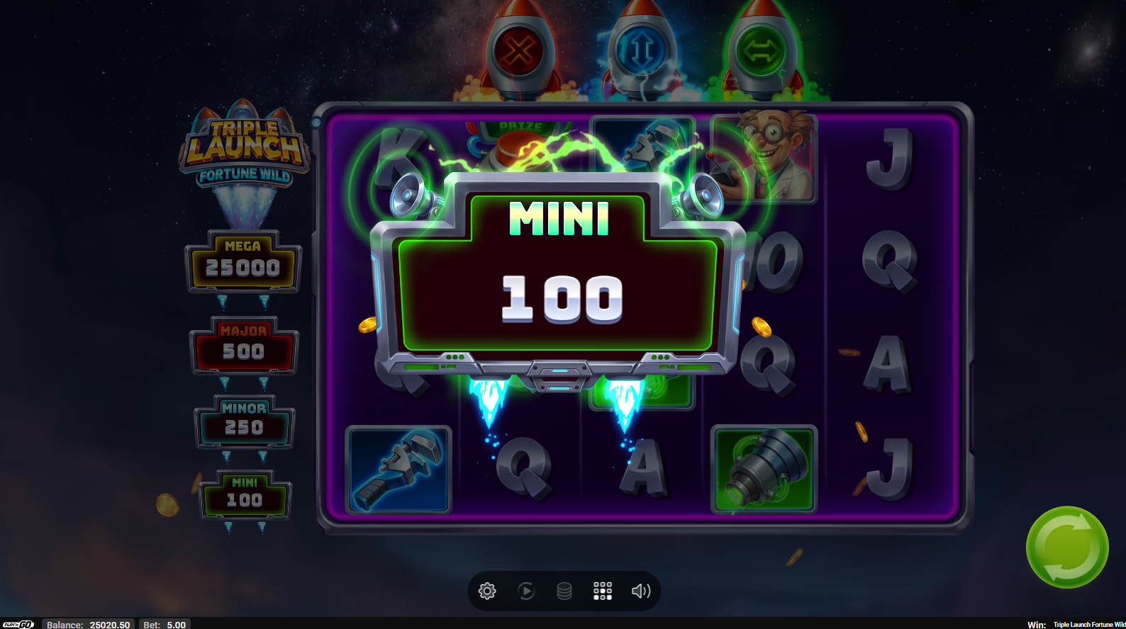Triple Launch Fortune Wild Launch Prize Feature showing prize tiers