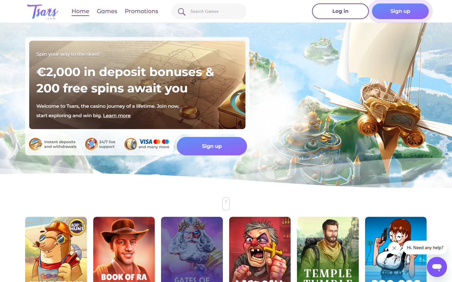 Tsars Casino Homepage