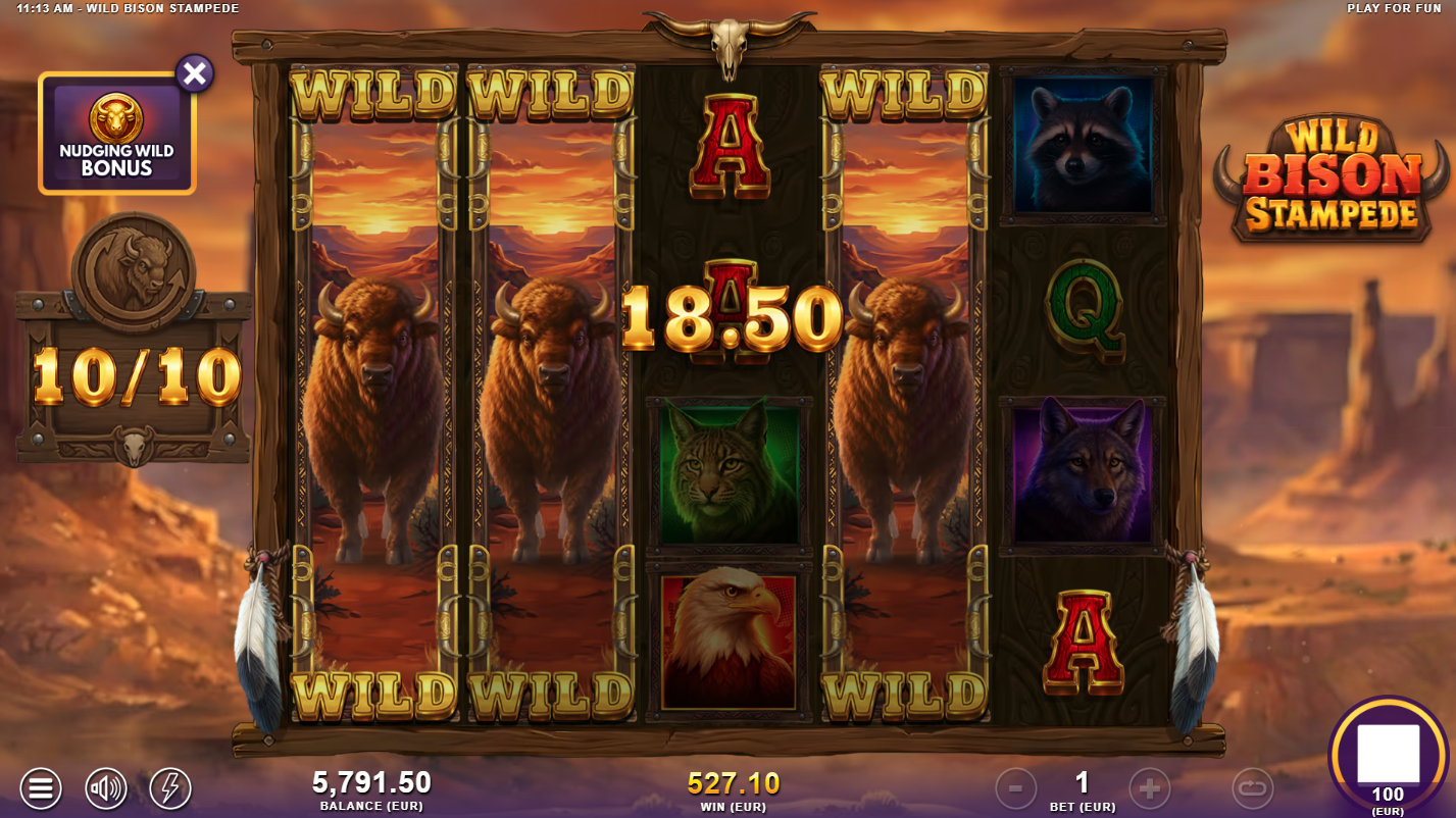 Wild Bison Stampede Free Spins bonus game in progress