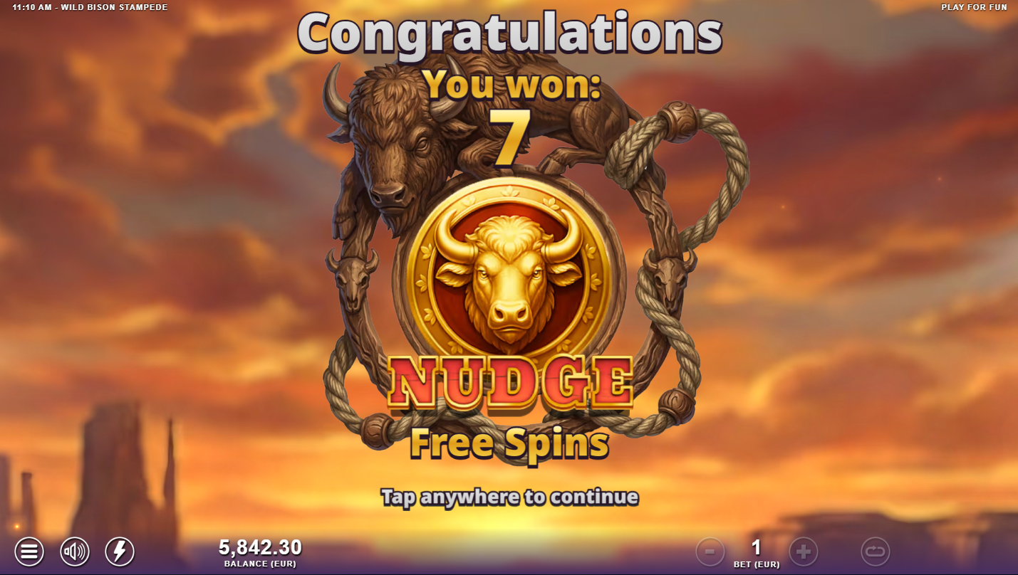 Wild Bison Stampede Free Spins triggered by 3 Bonus symbols