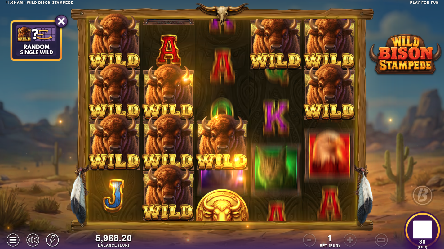 Wild Bison Stampede Random Wild Feature activating in base game