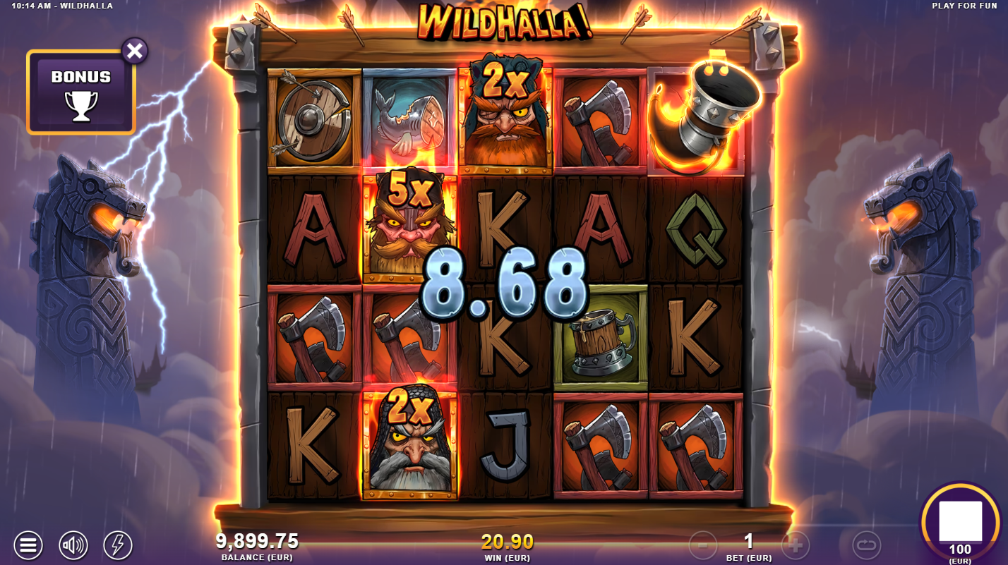 Wildhalla Bonus Respins feature in play with Walking Wilds active