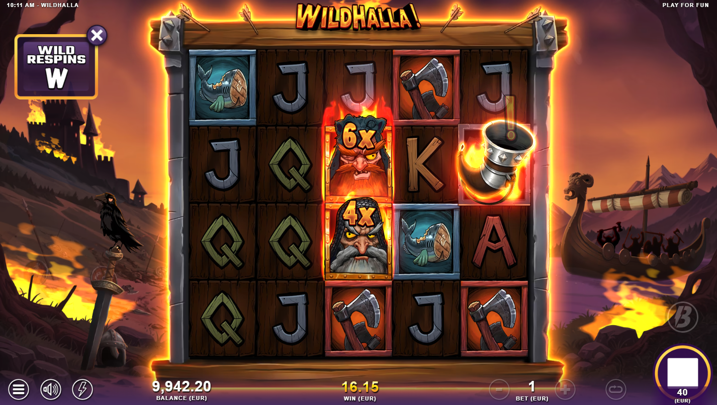 Wildhalla Reset symbol feature returning Walking Wilds to Reel 5
