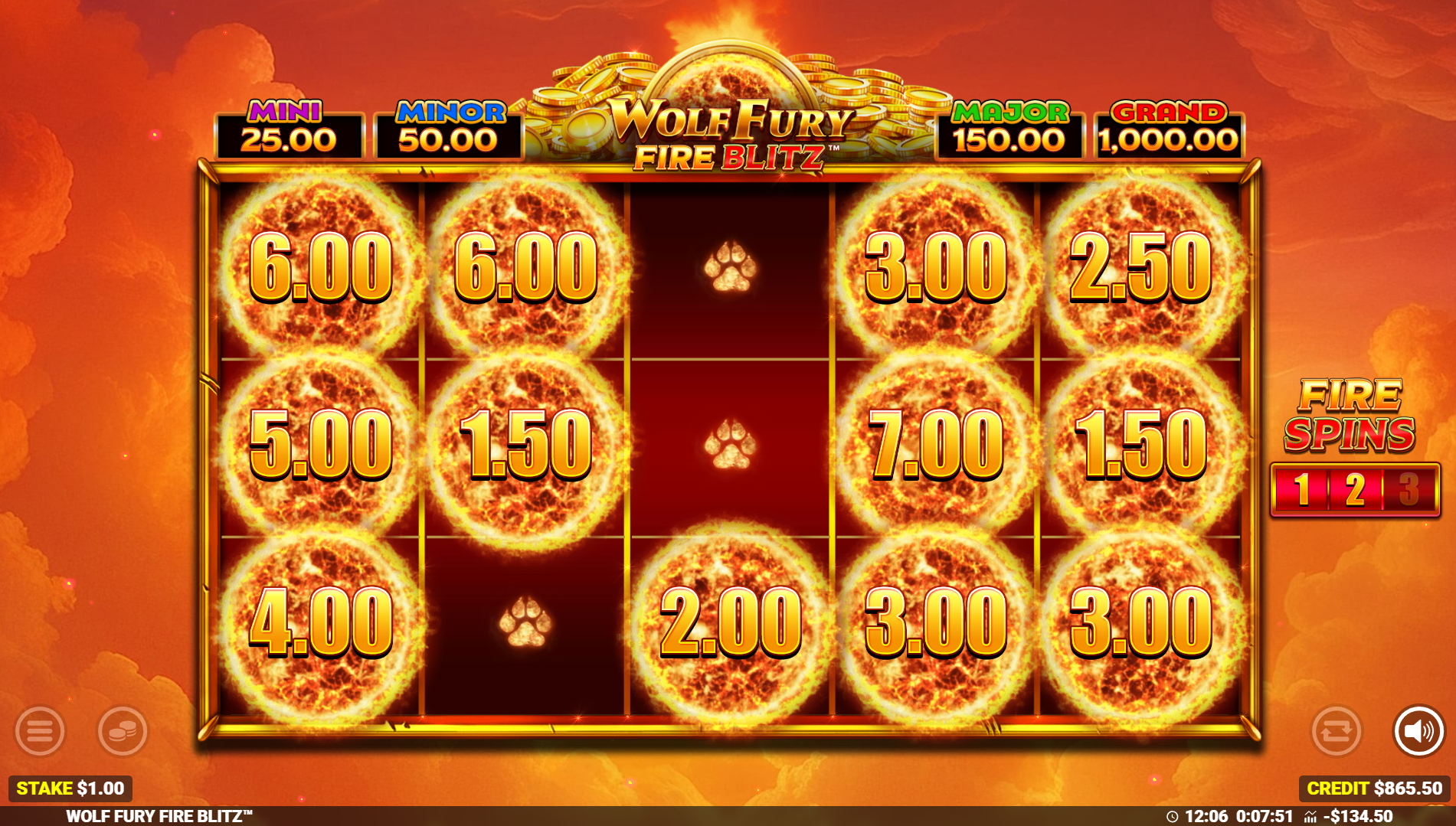 Wolf Fury Fire Blitz Fire Spins bonus feature