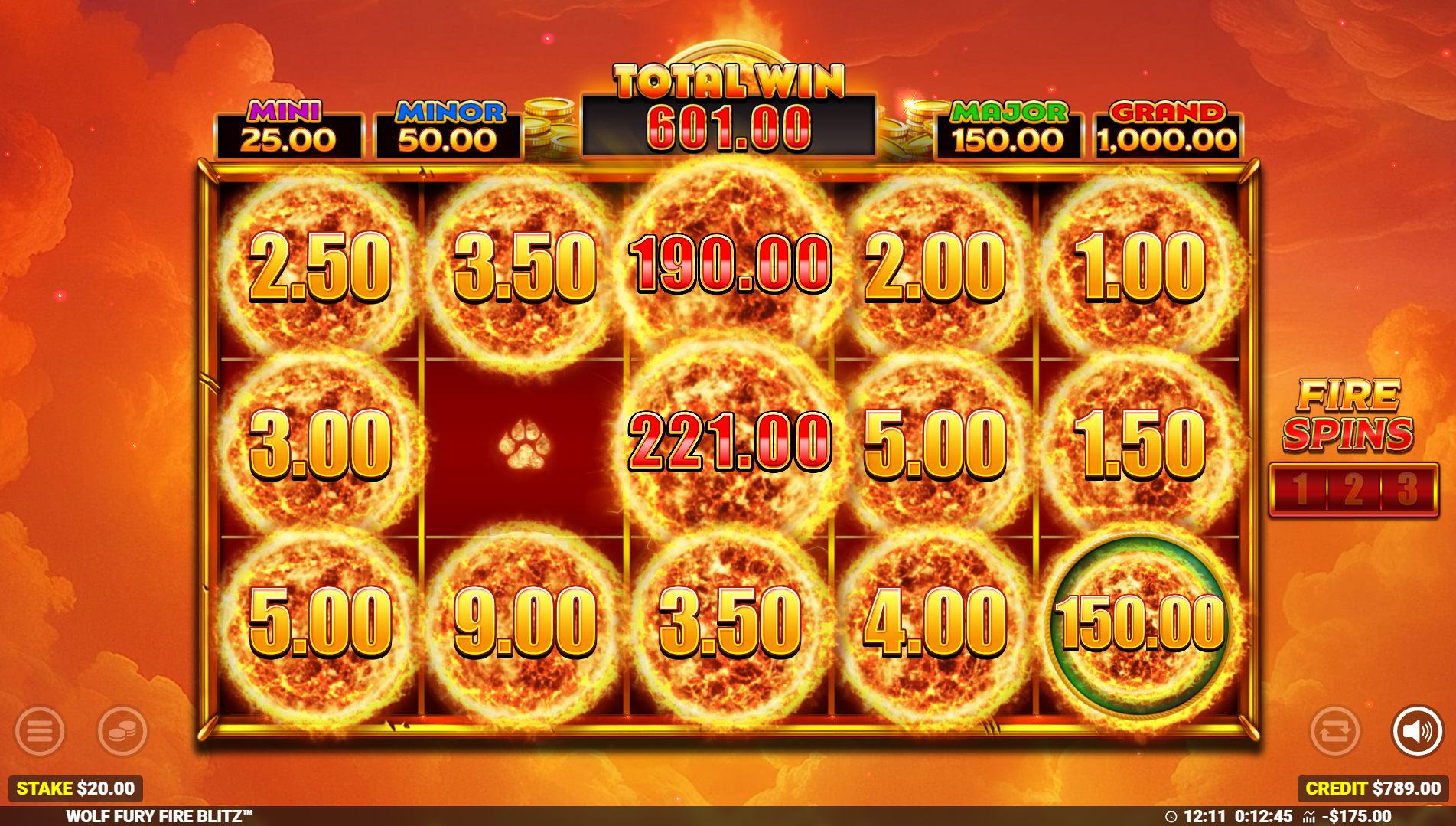 Wolf Fury Fire Blitz Power Play bonus mode