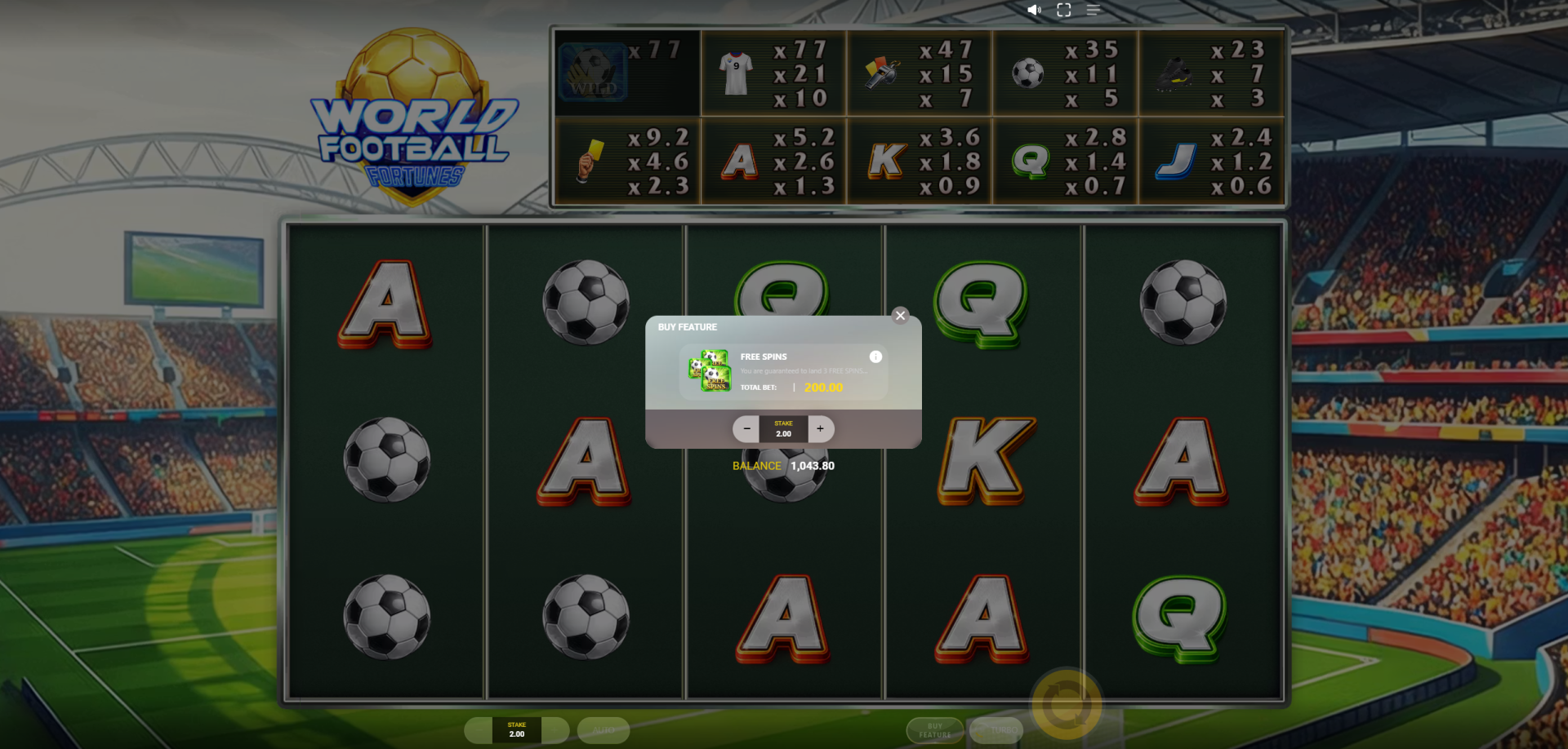 World Football Fortunes Feature Buy option screenshot