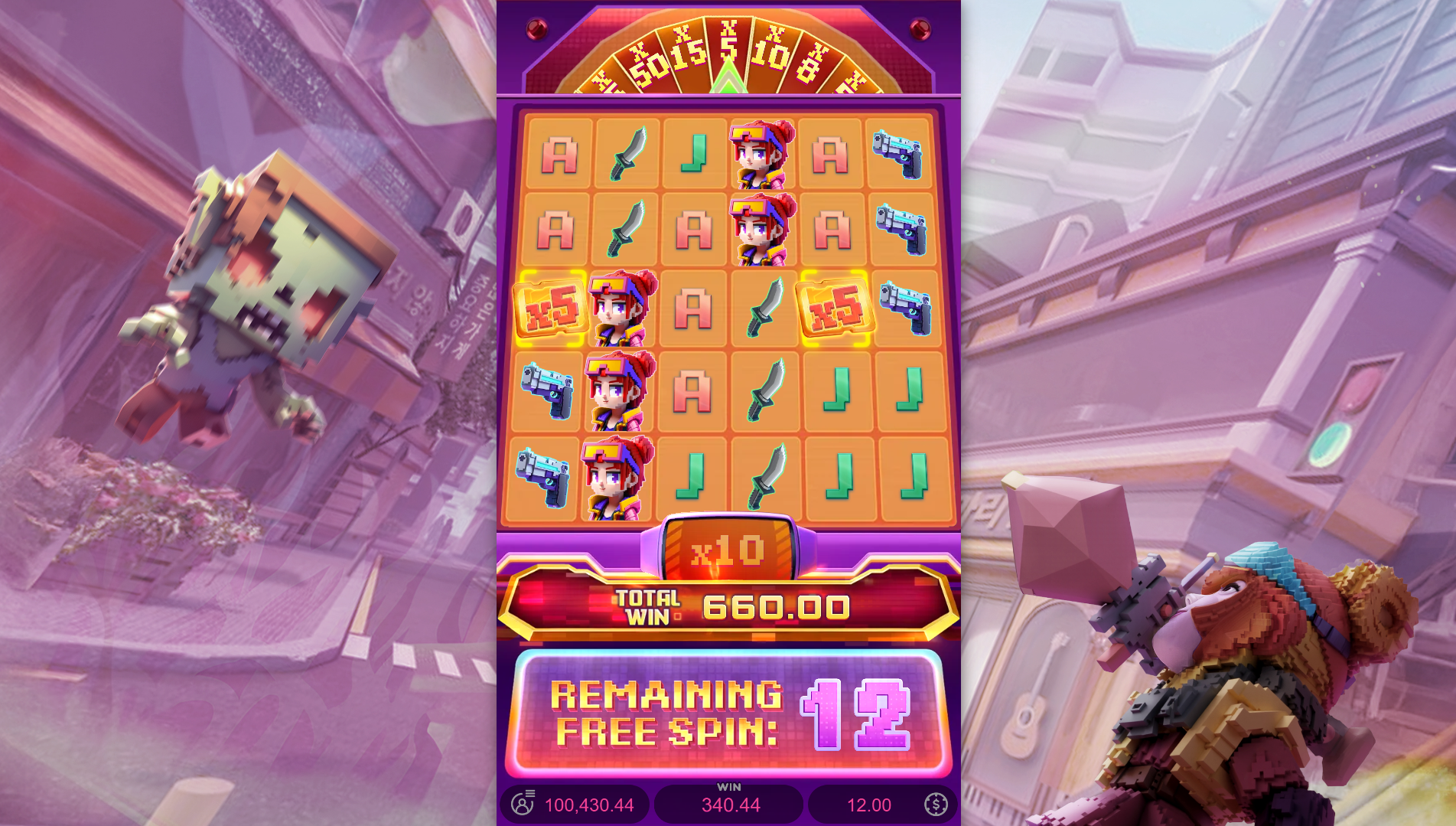 Zombie Blasters Free Spins feature in play
