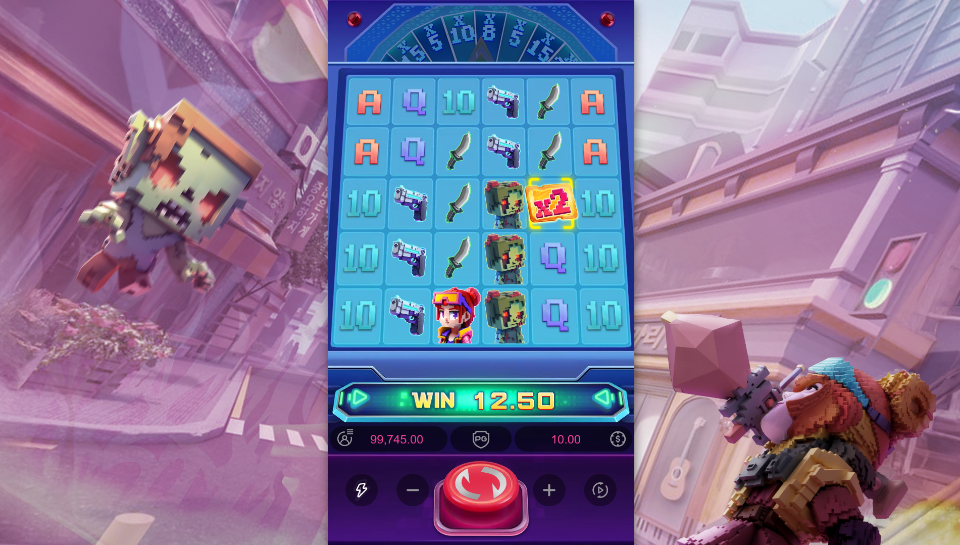 Zombie Blasters Multiplier symbols on the reels