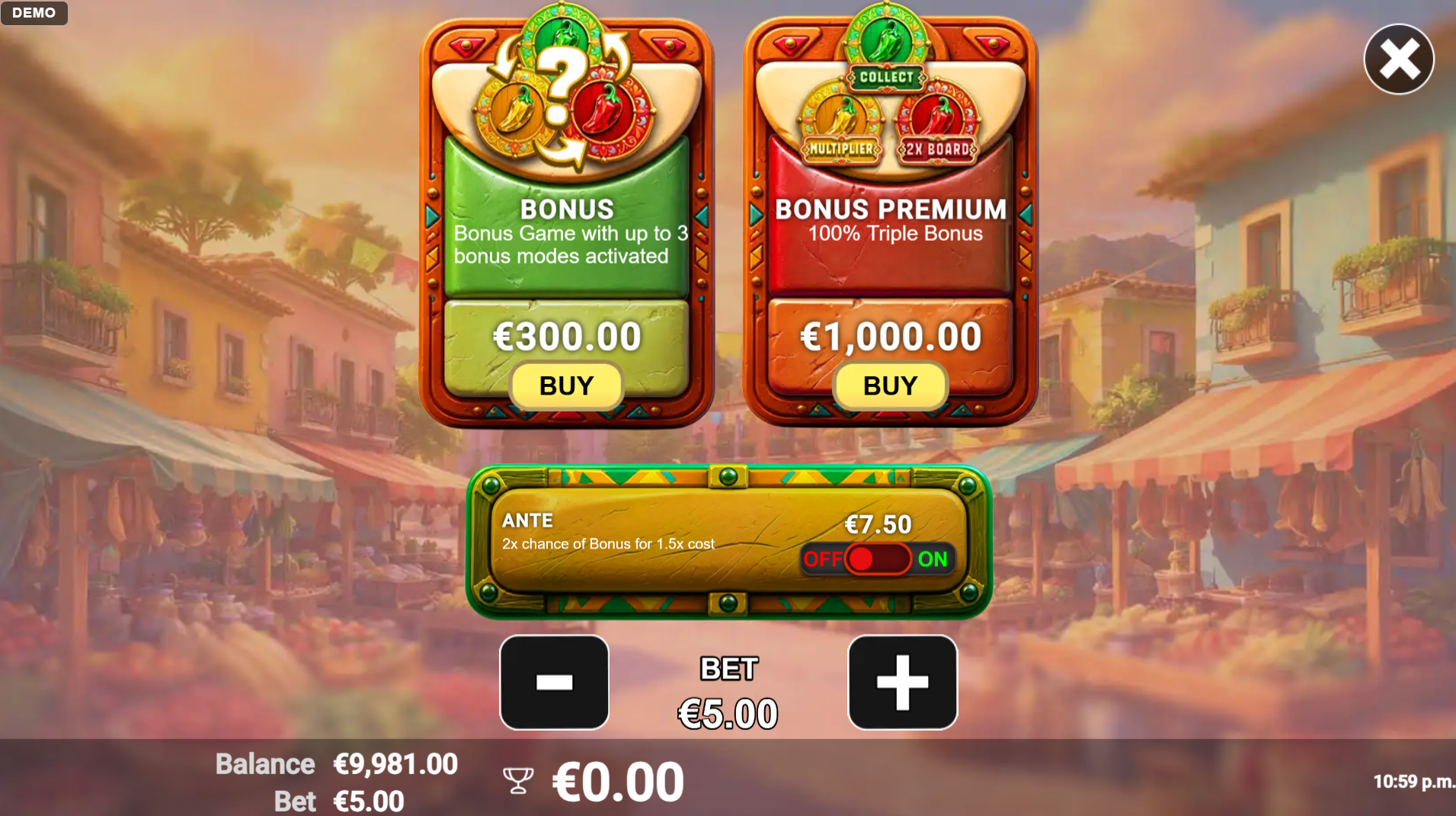 3 Chili Charms Bonus Buy Options screenshot