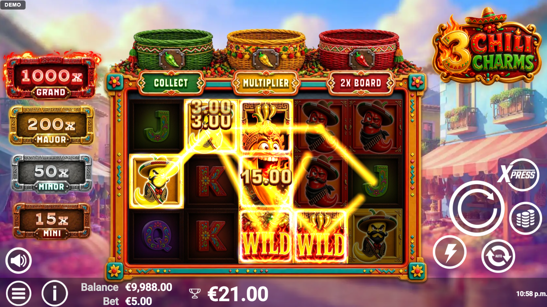 3 Chili Charms Wild Reel feature screenshot
