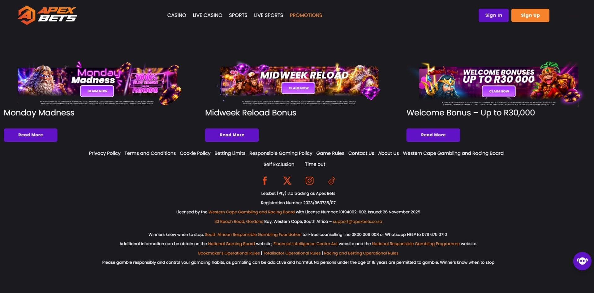 Apex Bets Ongoing Promotions