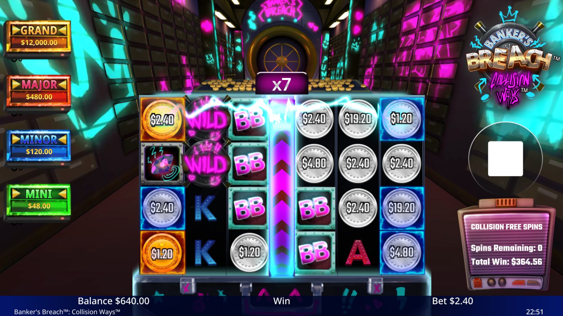 Banker's Breach Collision Bonus feature in action