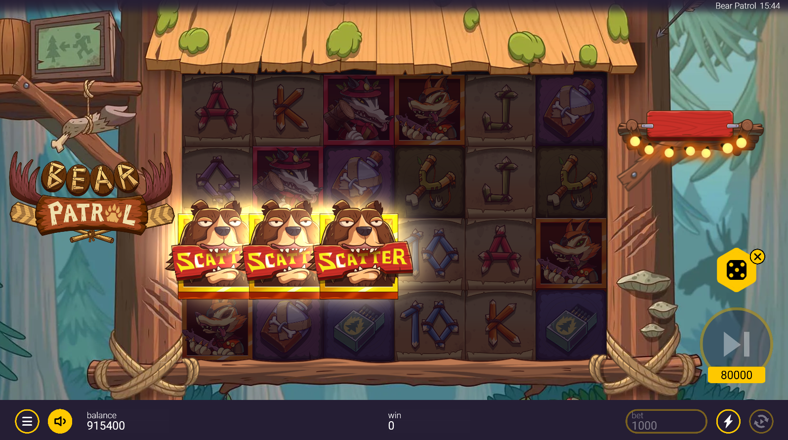 Bear Patrol Scatter Symbols triggering Free Spins
