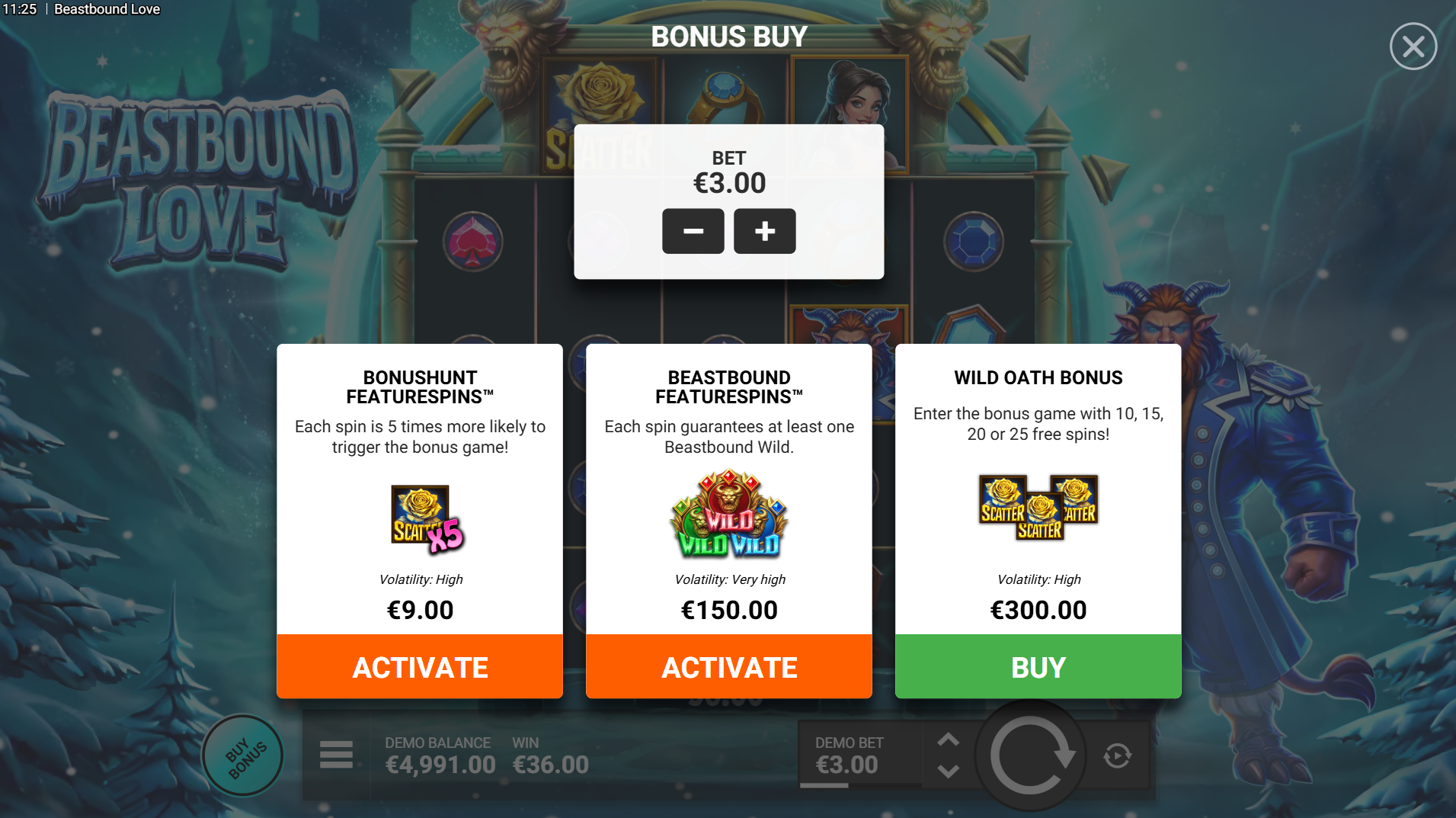 Beastbound Love bonus buy options menu