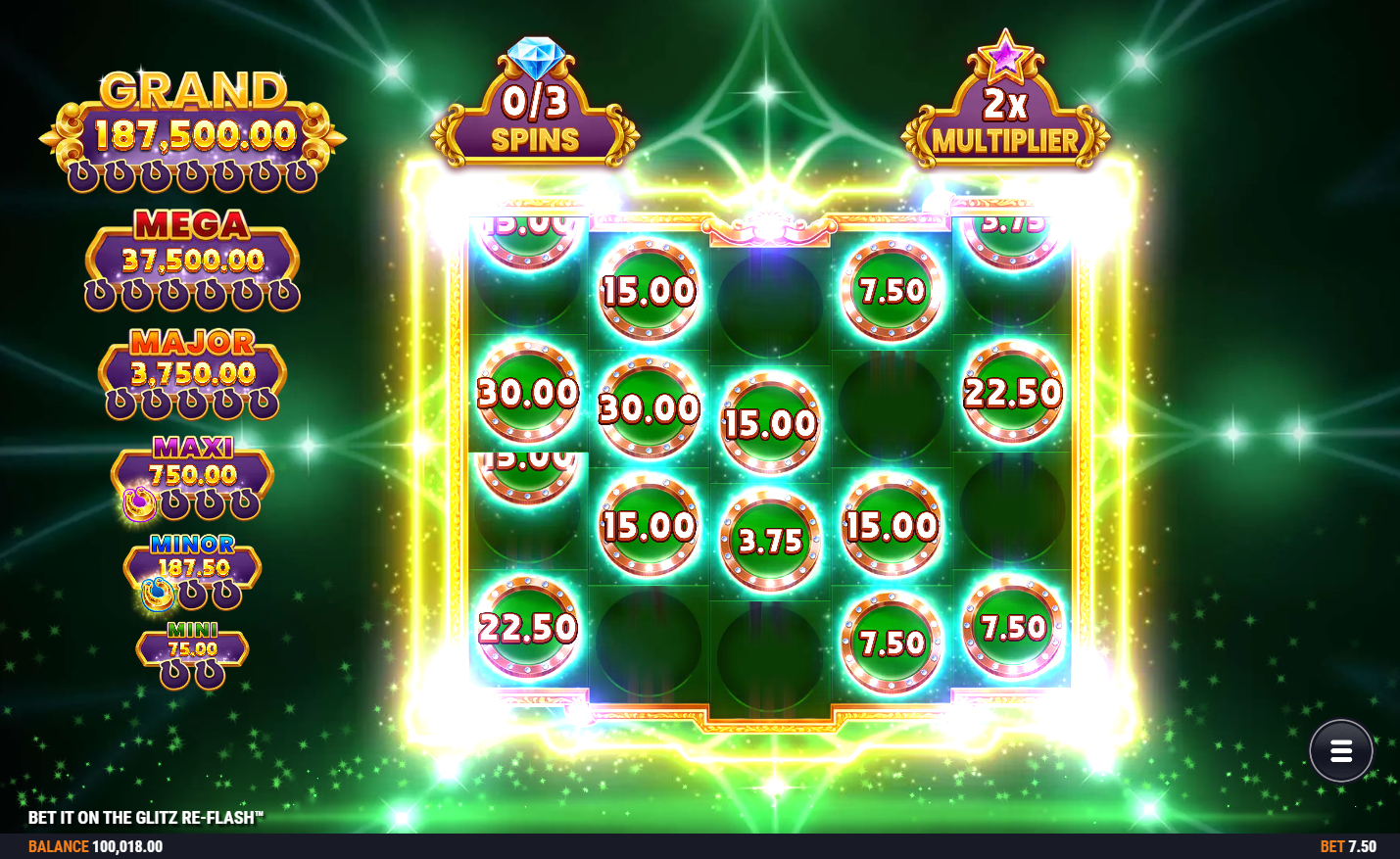 Bet It on the Glitz Re-Flash coin rules feature screenshot