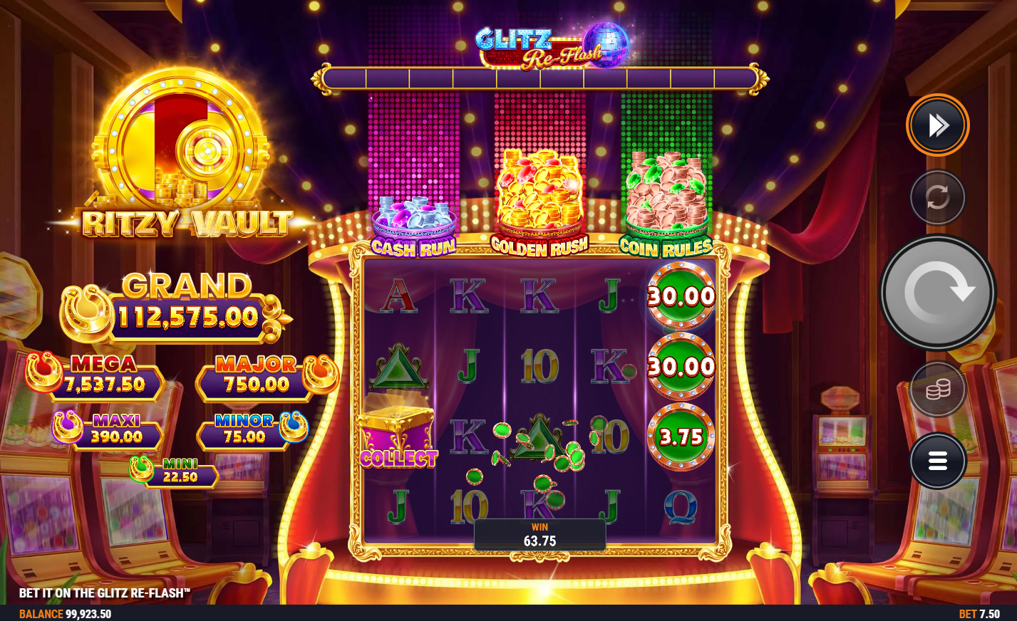 Bet It on the Glitz Re-Flash collect feature screenshot