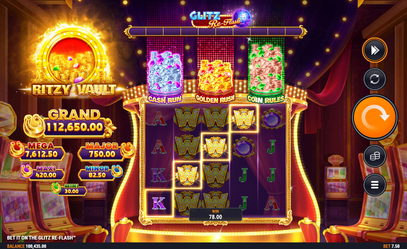 Bet It on the Glitz Re-Flash wild symbols screenshot
