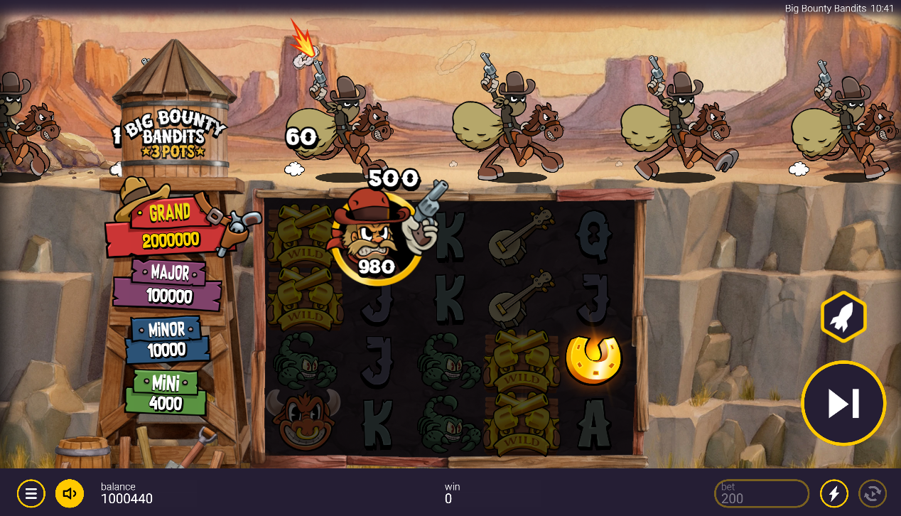Big Bounty Bandits 3 Pots Bounty feature with coin prizes