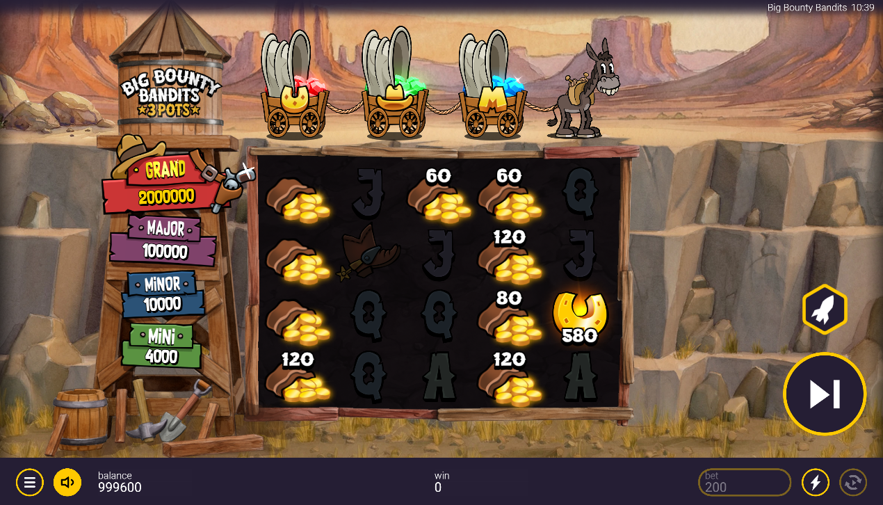 Big Bounty Bandits 3 Pots Collect feature activating on reel 5