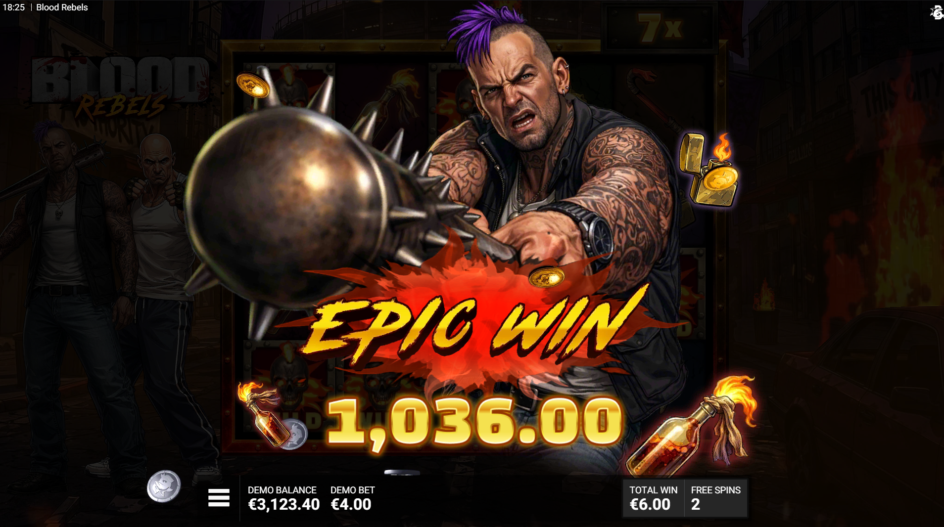 Blood Rebels Breaking Curfew free spins bonus round with progressive multiplier