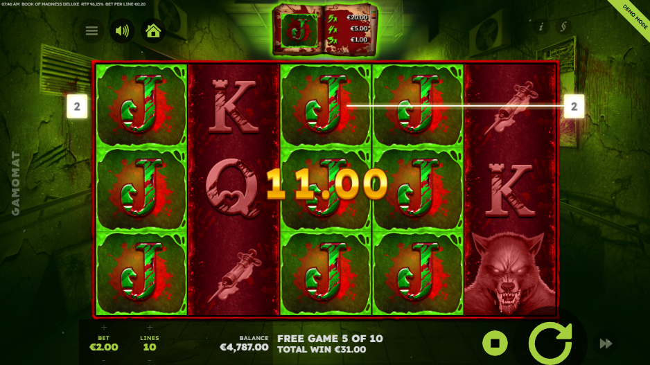 Book of Madness Deluxe free spins feature in play