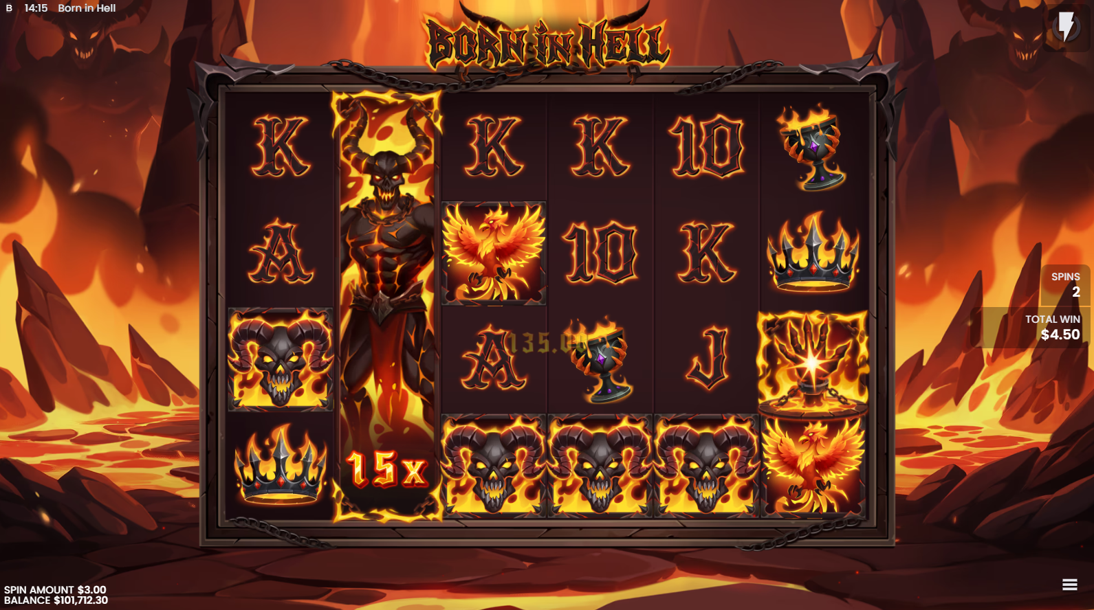 Born In Hell Inferno bonus free spins feature