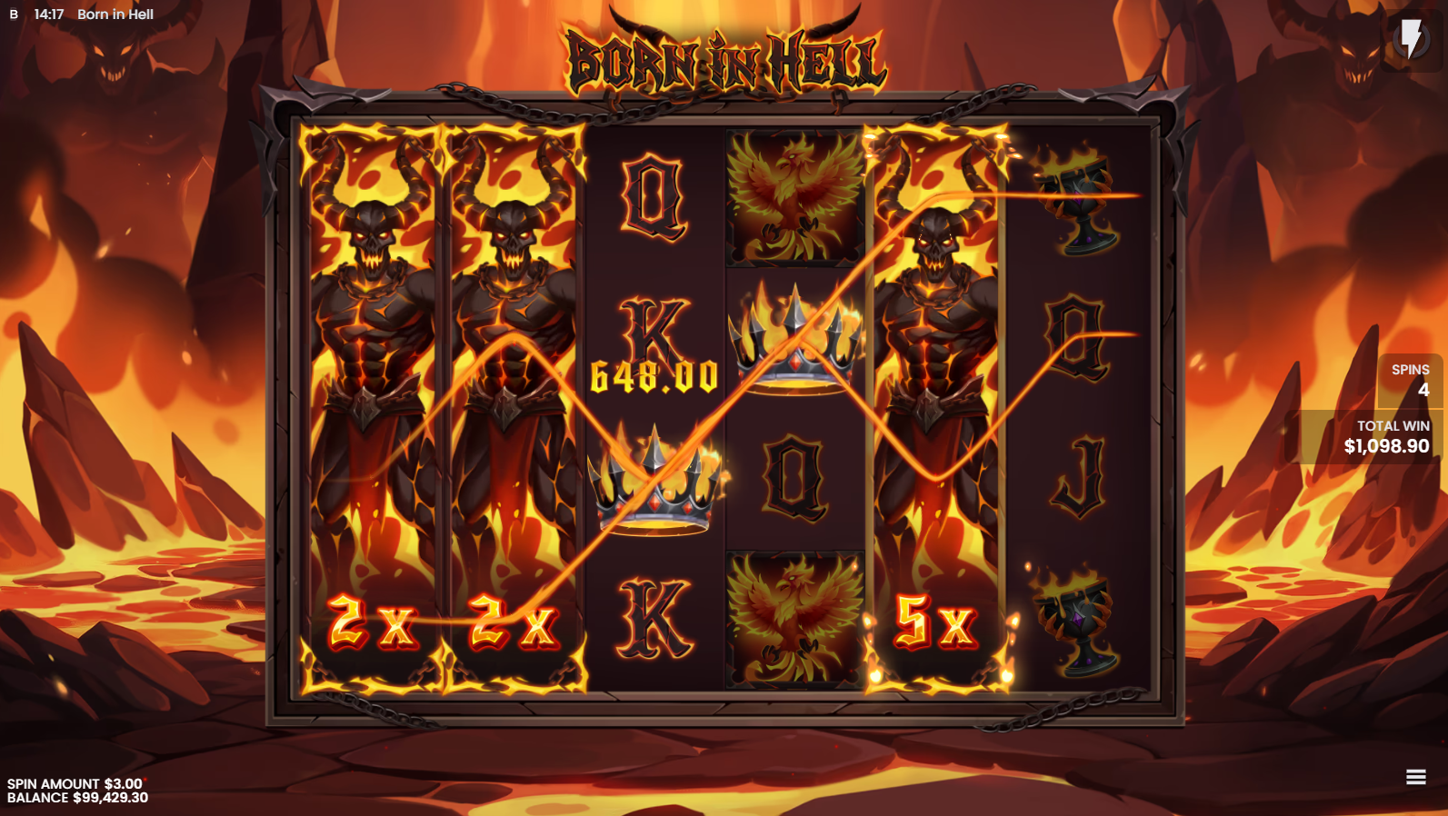 Born In Hell Welcome to Hell bonus free spins feature